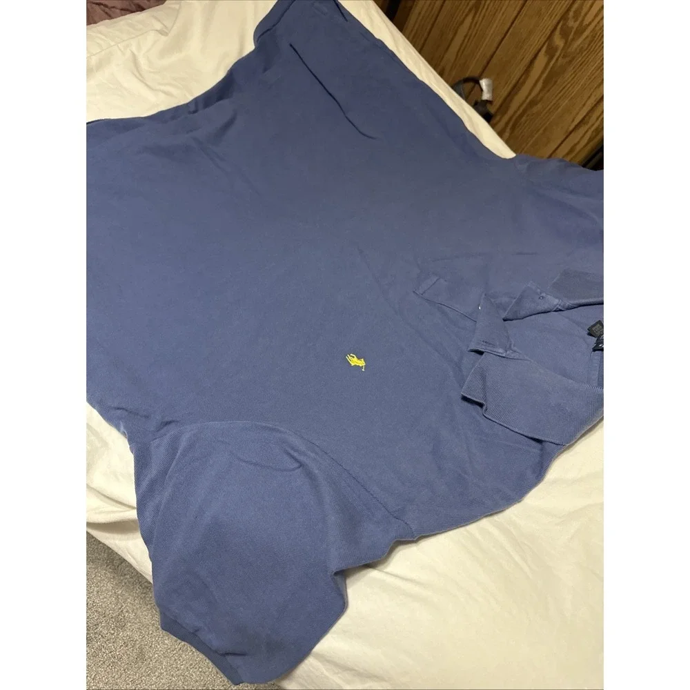 Vtg Polo Ralph Lauren Shirt Mens 4XB 4X Big Blue Short Sleeve Yellow Pony 33x31